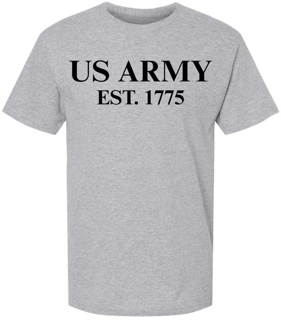 US Army Est. 1775 Printed T-Shirt | USA Military Veteran Tee American Patriotic Liberty Short Sleeve Shirt