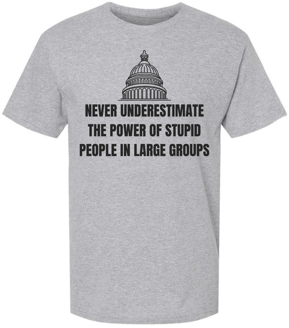 Never Underestimate The Power of Stupid People in Large Groups Printed T-Shirt | Funny Sarcastic Unisex Tee