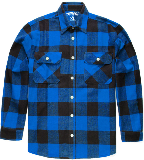 Extra Heavyweight Buffalo Plaid Flannel Shirt Cotton Outdoor Work Button Down Men's Shirt