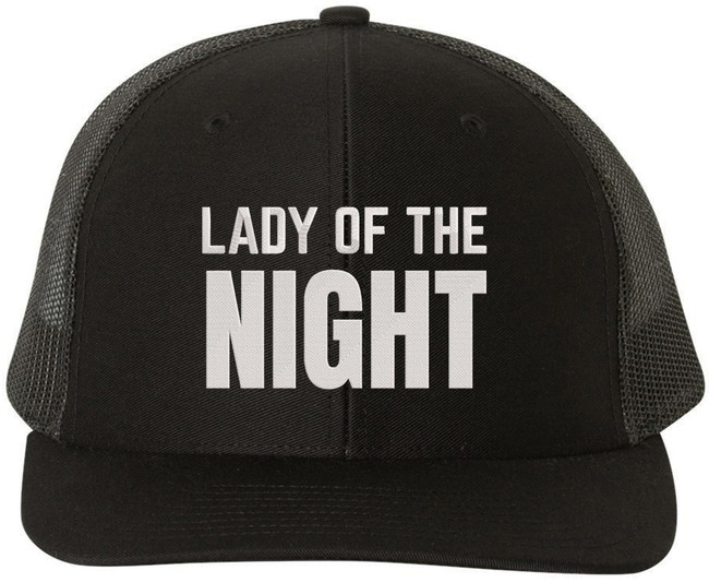 Lady Of The Night Embroidered Trucker Hat Streetwear Baseball Cap for Nightlife Parties