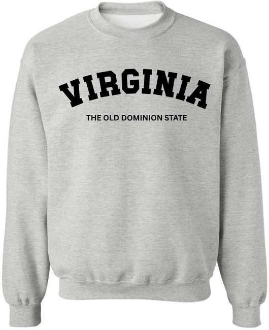 Virginia The Old Dominion State Printed Sweatshirt State Pride Souvenir Crewneck
