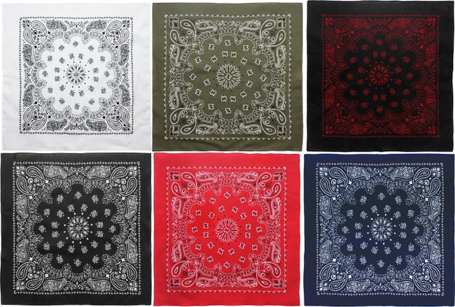 Trainmen Paisley 27" Jumbo Military Bandana Head Scarf Do-rag 100% Cotton Bandanna Face Cover 6-Pack