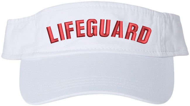 White LIFEGUARD Visor Hat | Professional Uniform Pool Sun Beach Rescue Guard Brim Cap for Men & Women