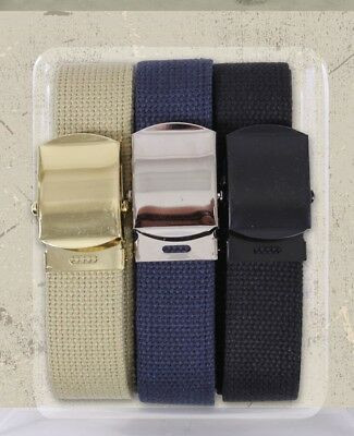 3 Pack - 100% Cotton Military Web Belts 54" Long Belts