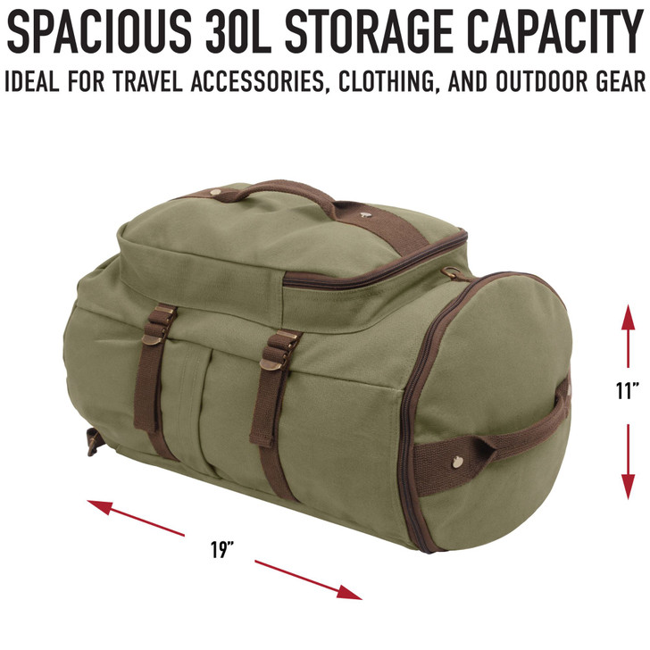 Convertible Duffle Carry Bag & Travel Backpack Deluxe Essential Weekend Gear Bag
