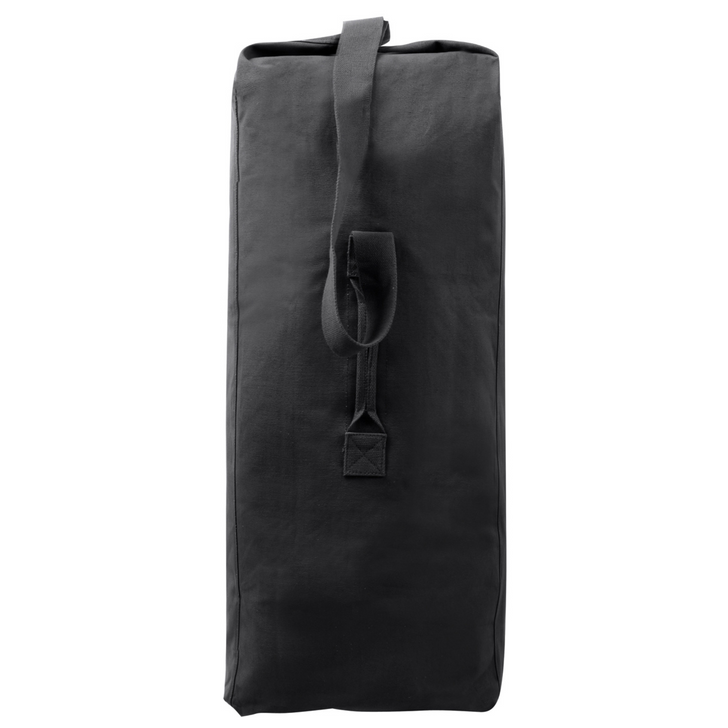 Black Heavyweight Cotton Canvas Deluxe Top Loader Gym Travel Duffle Bag