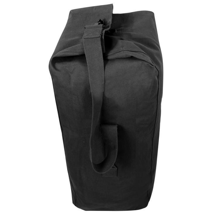 Black Heavyweight Cotton Canvas Deluxe Top Loader Gym Travel Duffle Bag