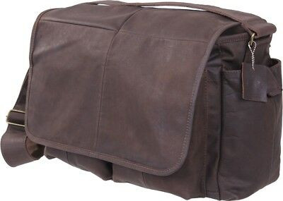 Brown Premium Leather Classic Messenger Bag Deluxe Heavy Duty Vintage Style Military Shoulder Crossbody EDC Bag