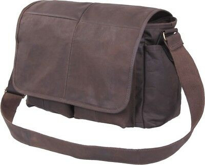 Brown Premium Leather Classic Messenger Bag Deluxe Heavy Duty Vintage Style Military Shoulder Crossbody EDC Bag