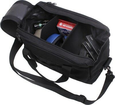 Black Range Equipment Bag with Removable Pistol Rugs and Organizer Compartments