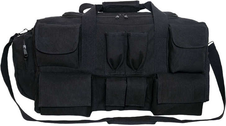 Black Canvas Tactical Multi Pocketed Gear Bag Shoulder Carry Bag