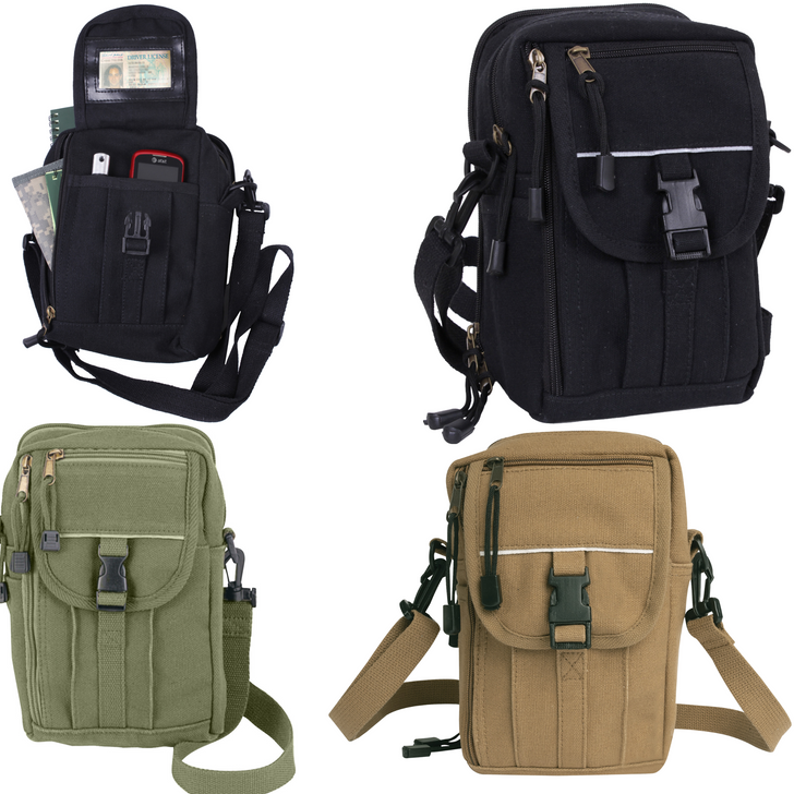 Heavyweight Classic Canvas Passport Travel Pouch Crossbody Utility Shoulder Bag for Traveling