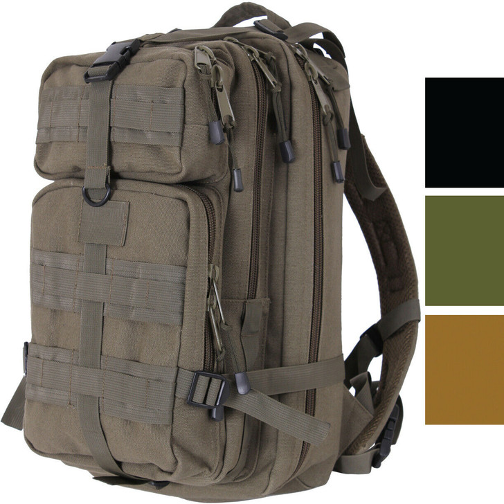 Canvas Tactical Assault Pack Medium Transport MOLLE Backpack Military Army Bag