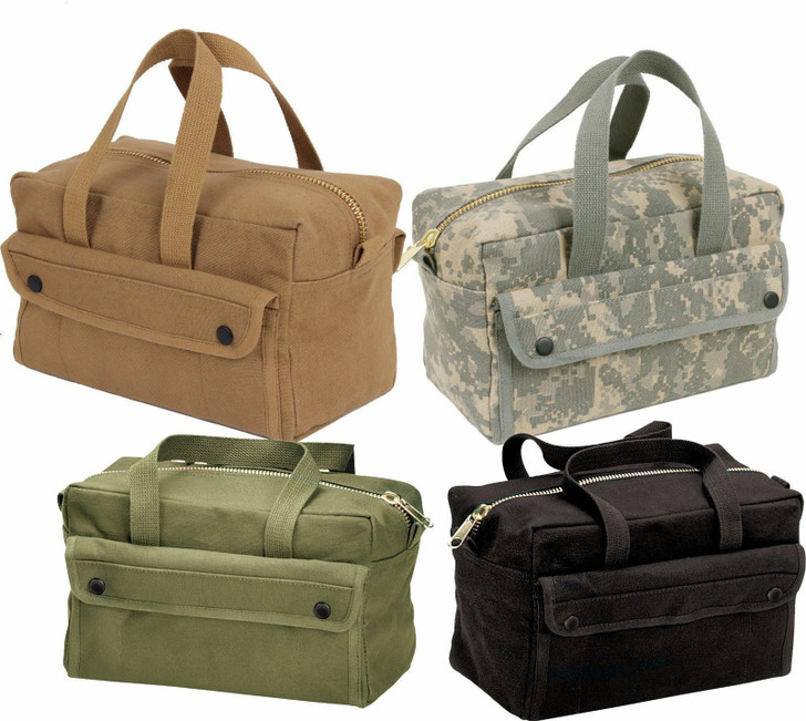 Canvas Tool Bag Brass Zipper Military Tote Army Heavy Duty Storage Carry Handle