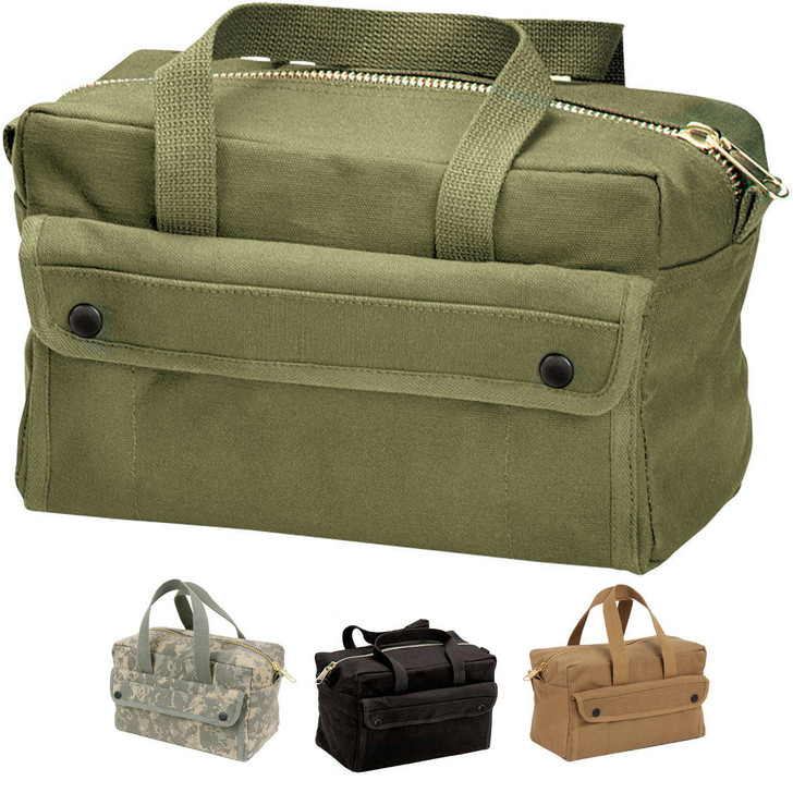 Canvas Tool Bag Brass Zipper Military Tote Army Heavy Duty Storage Carry Handle