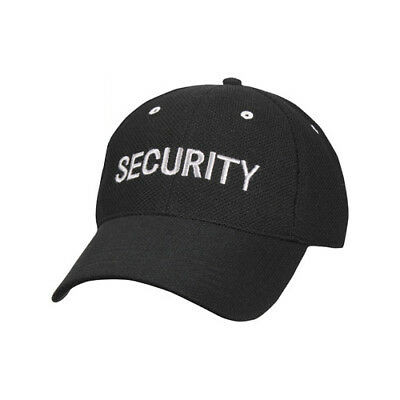 Black Security Cap Adjustable Lightweight Mesh Summer White Embroidered Hat