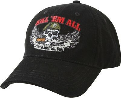 Black Kill 'Em All Let God Sort 'Em Out Special Forces Adjustable Cap Hat