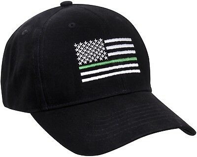 Black Thin Green Line US American Flag Support Federal Agents Baseball Cap Hat