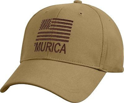 Coyote Brown 'MURICA Subdued US Flag Embroidered Low Profile Baseball Cap Hat