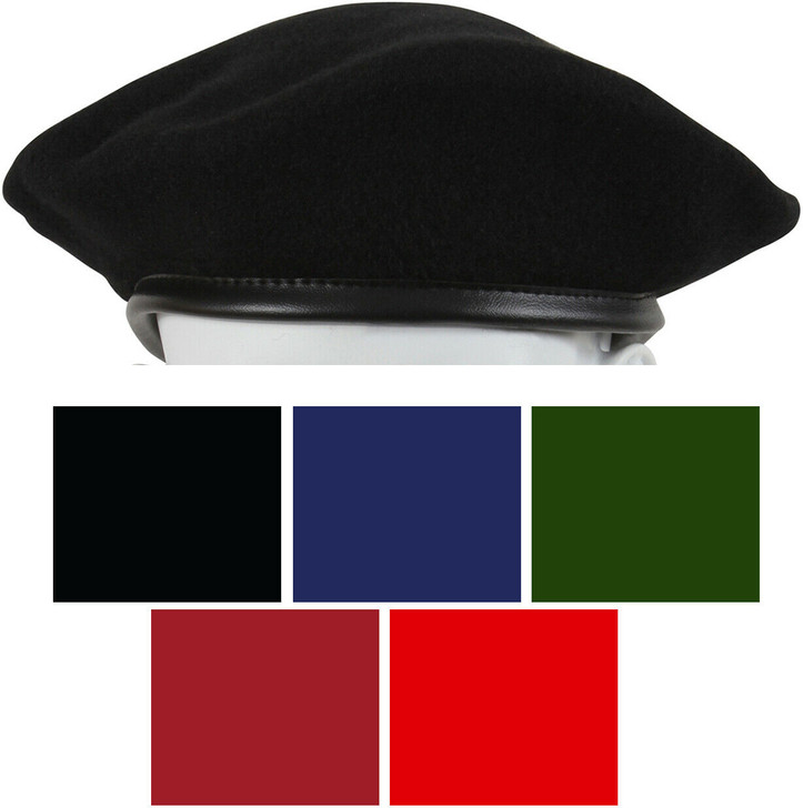 Classic Wool Military Beret - with Eyelets Army Uniform Warm Winter Hat Fashion
