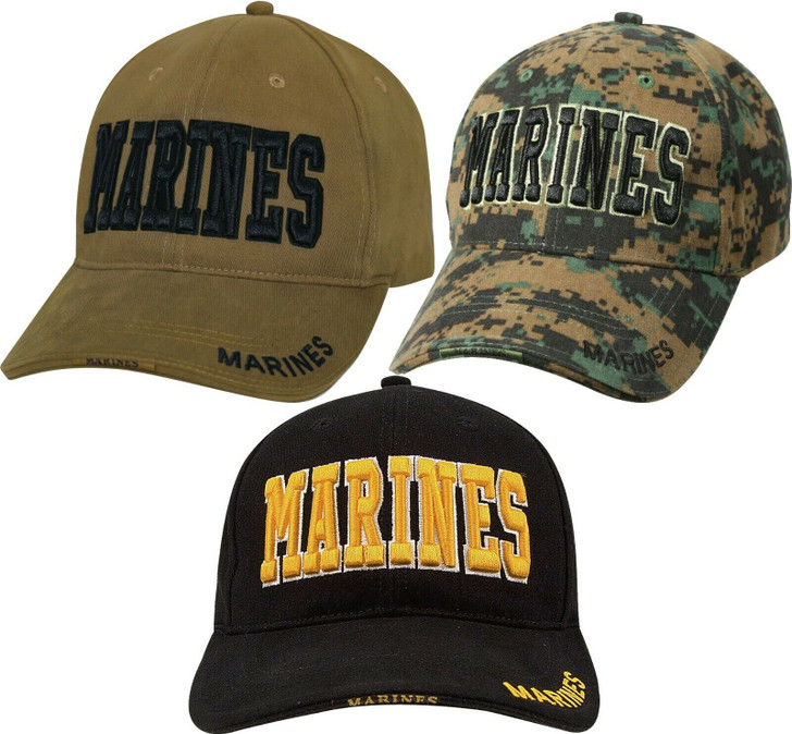 MARINES Baseball Hat Adjustable Low Profile USMC Deluxe 3D Embroidery Ball Cap