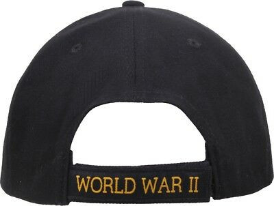 Black World War II Veteran Embroidered Deluxe Low Profile Baseball Cap Hat