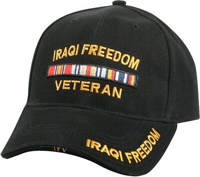 Black Iraqi Freedom Veteran Deluxe Low Profile Baseball Hat Cap