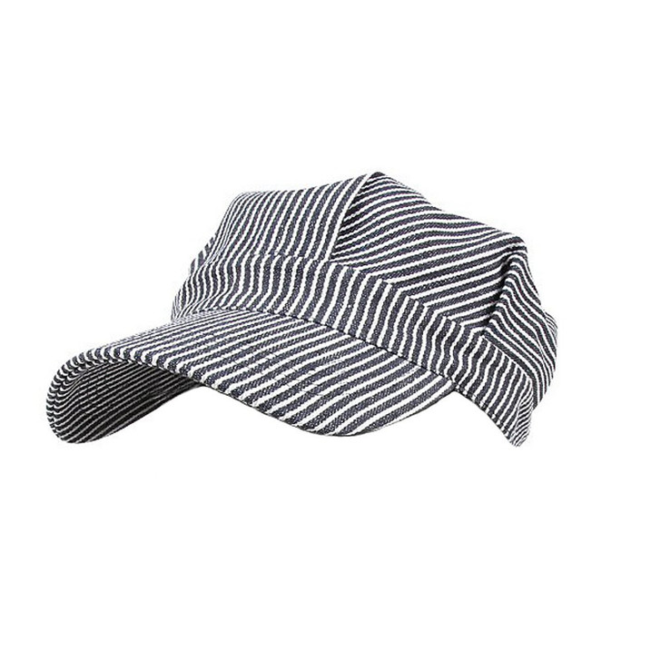 Train Conductor Hat Striped Engineer Cap Blue Hickory Stripe Railroad Military