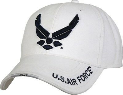 White Deluxe US Air Force Wing Logo Low Profile Baseball Hat Cap