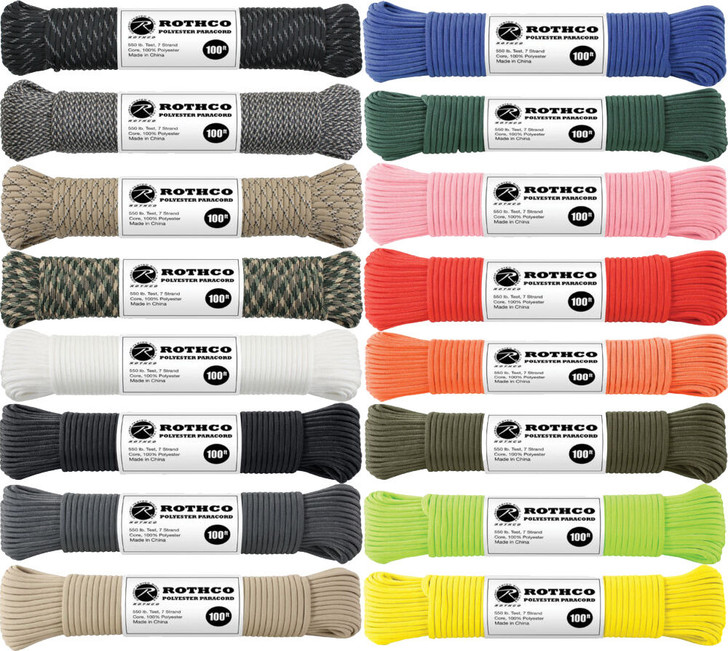 550LB Type III Polyester Paracord 7 Strand Rope 100 Feet Long