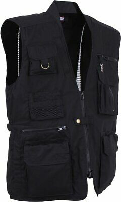 Black Multi-Pocket Cargo Tactical Concealed Carry Travel Vest