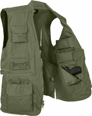 Olive Drab Multi-Pocket Cargo Tactical Concealed Carry Travel Vest