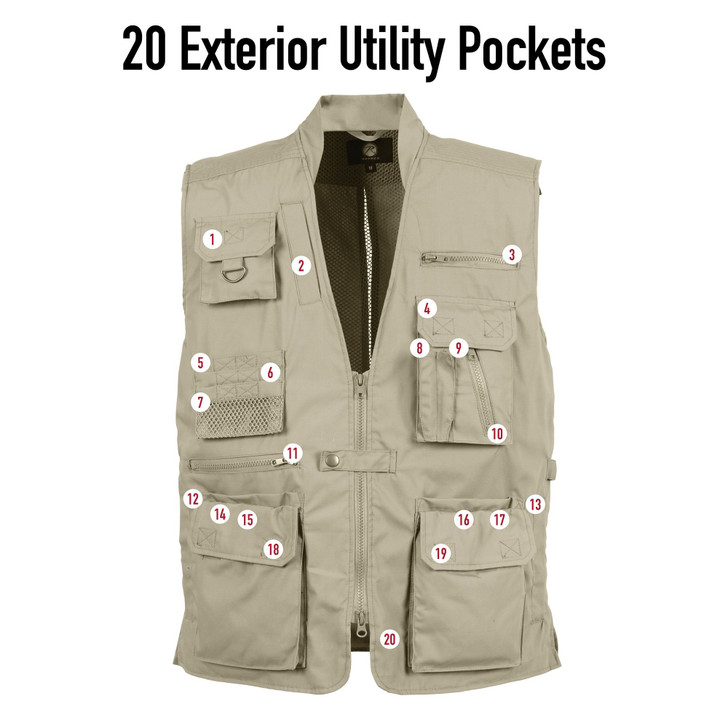 Olive Drab Multi-Pocket Cargo Tactical Concealed Carry Travel Vest