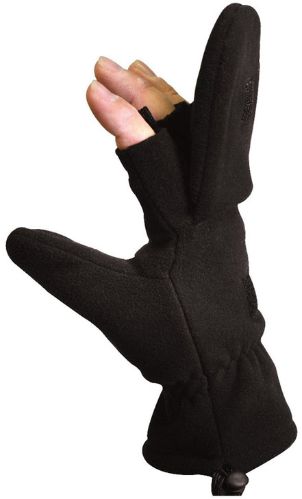 Black Fingerless Sniper Gloves Retractable Mittens Fleece Breathable Tactical Military