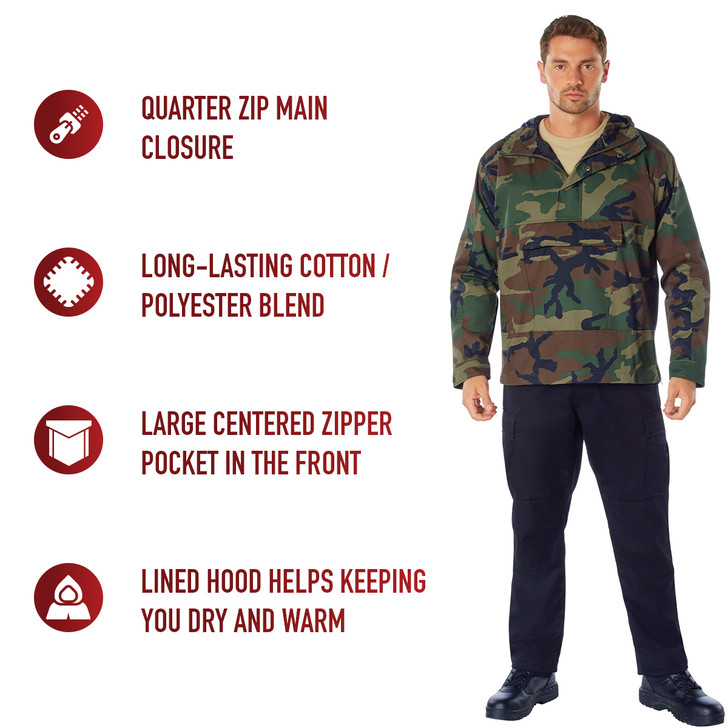 Camo Anorak Hoodie Military Parka Outdoor Army Tactical Sweatshirt Multi-Pocket