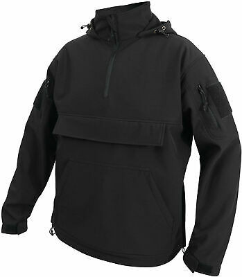 Black Soft Shell Concealed Carry Anorak Waterproof Tactical CCW Pullover Hoodie