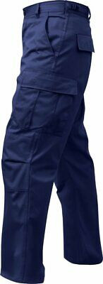 Dark Navy / Midnight Blue Zipper Fly Military Fatigues Cargo Uniform Pants