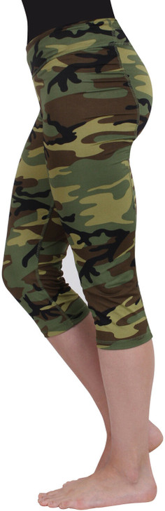 Womens Camo Stretch Yoga Pants Ladies Athletic Gym Run Workout Capris Army