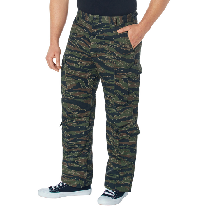 Military Paratrooper Fatigues Cargo Camo Pants 8 Pocket Washed Army Tactical