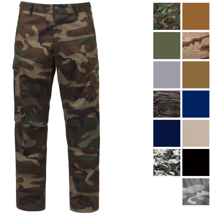 Relaxed Fit BDU Pants Zip-Fly Tactical Uniform Cargo Military Fatigues Work Duty