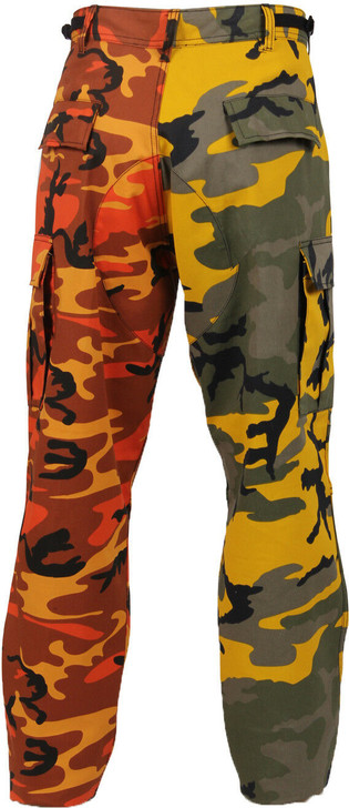 Orange & Yellow Camouflage Two Tone Fashion Icon BDU Cargo Pants Trousers