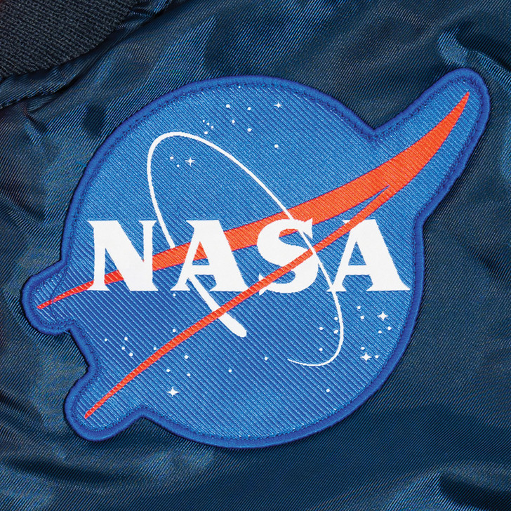 Kids Navy Blue NASA Space Shuttle MA-1 Bomber Flight Jacket Reversible Coat