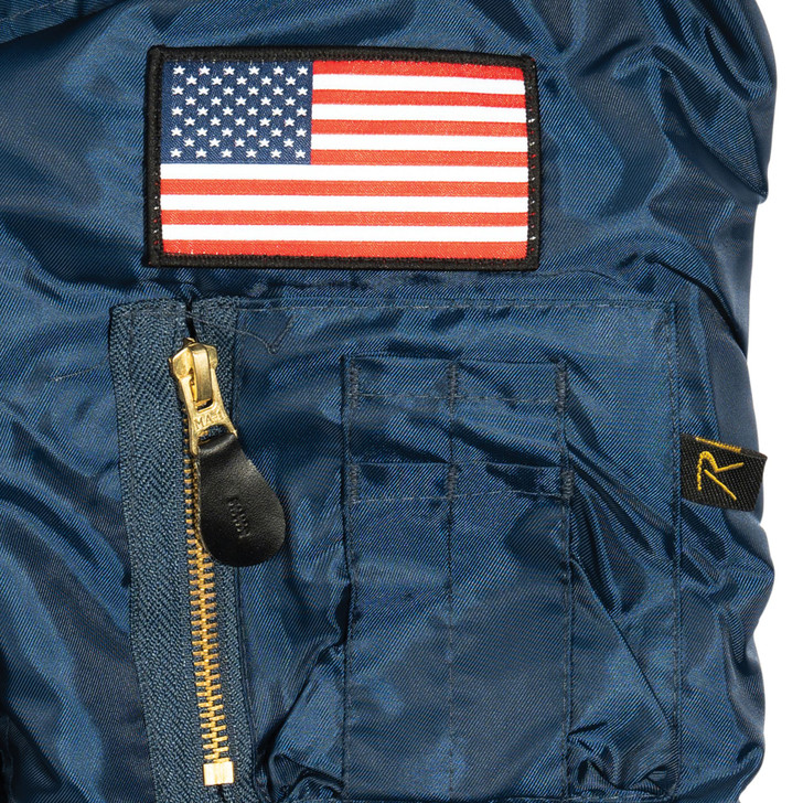 Kids Navy Blue NASA Space Shuttle MA-1 Bomber Flight Jacket Reversible Coat