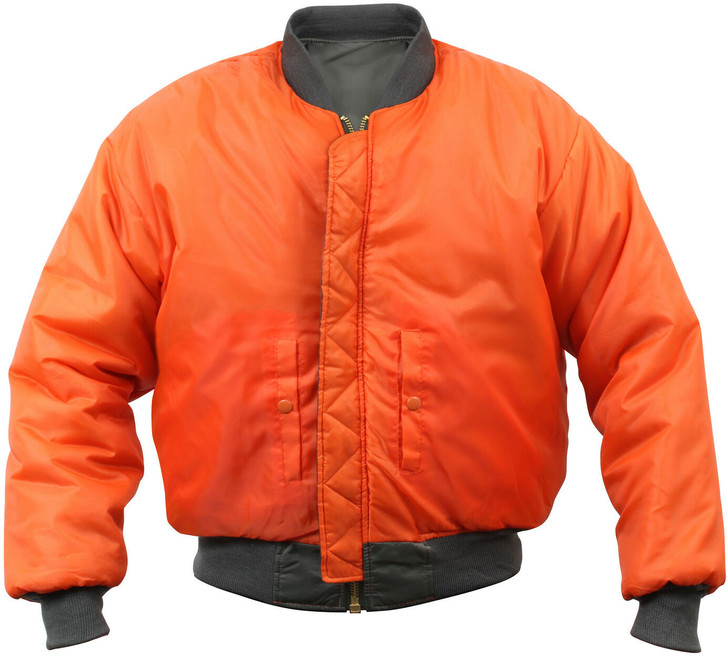 MA-1 Flight Jacket Military Bomber Coat Reversible Orange MA1 Army