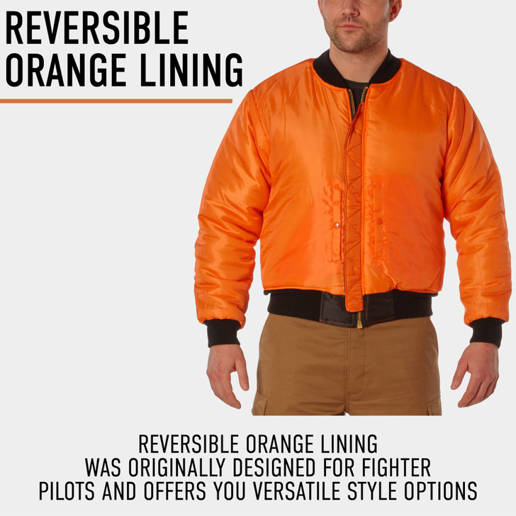 MA-1 Flight Jacket Military Bomber Coat Reversible Orange MA1 Army Air Force