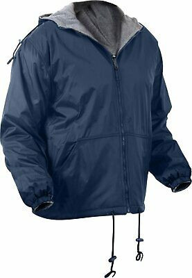 Navy Blue Reversible Fleece Lined Jacket Military Hooded Nylon Coat