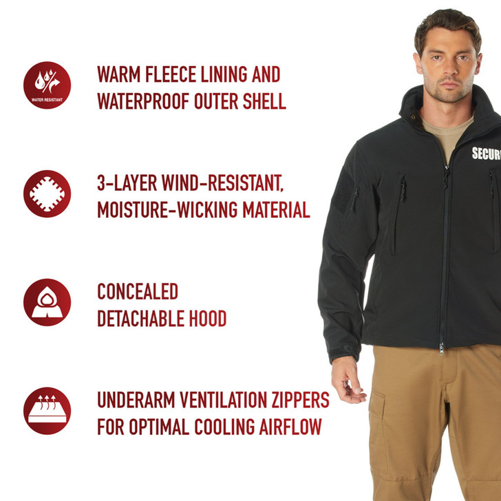Black Waterproof Special Ops Soft Shell Double Sided Security Jacket
