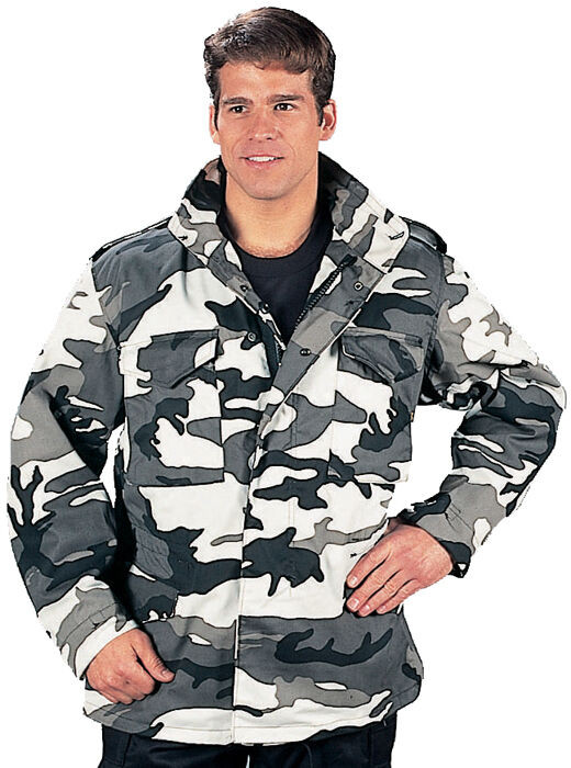 Gray Camo Military M-65 Jacket Field Coat Army M65 City Metro Urban Camouflage