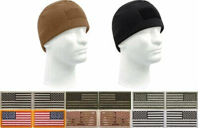 Military Polar Fleece Operators Watch Cap & US Flag Patch