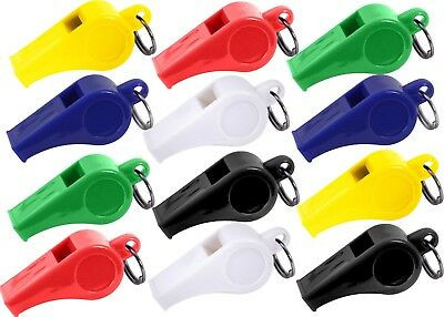 12 Assorted Colorful Plastic Referee Sports Safety Whistle